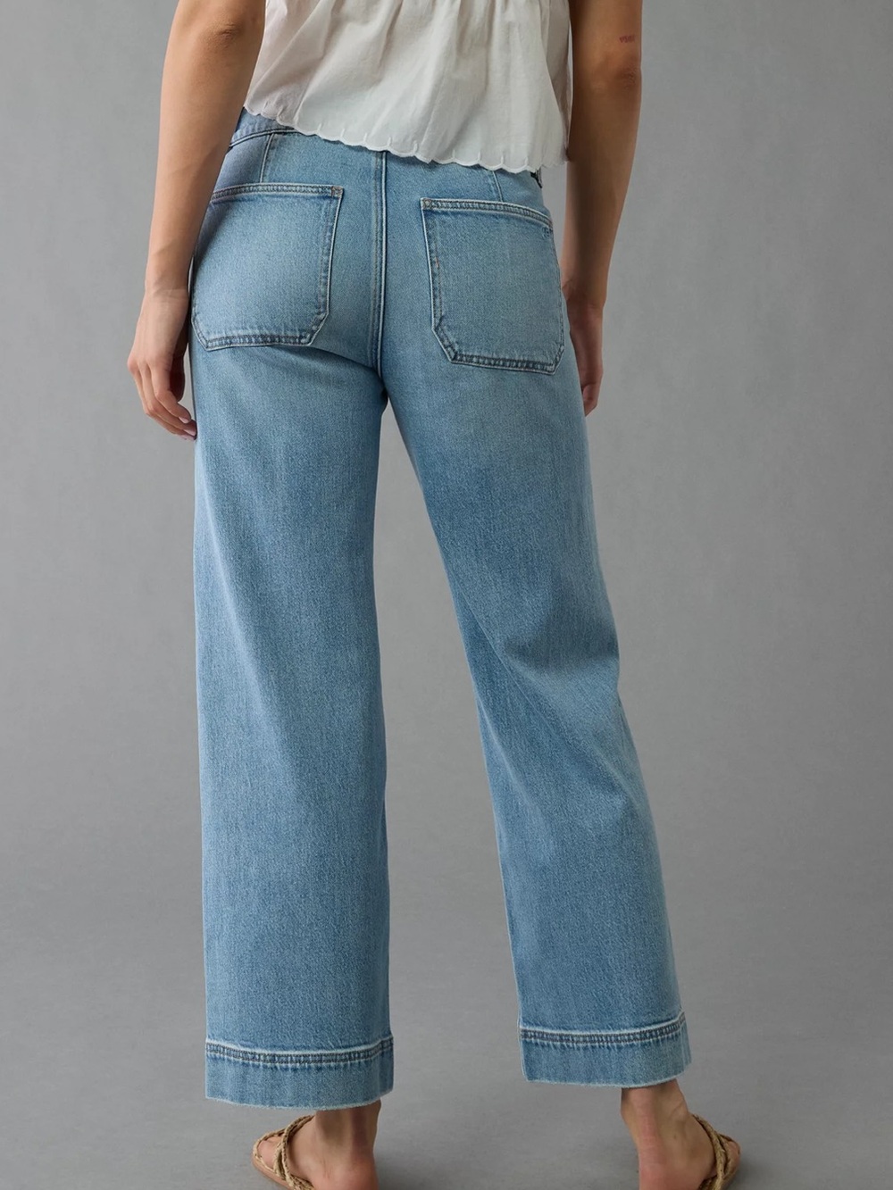 America Eagle Stovepipe cropped jeans size 6 short Light Blue Wide-Leg - Picture 2 of 10